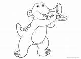 Barney Coloring Pages Play Trombone  Free Printable sketch template