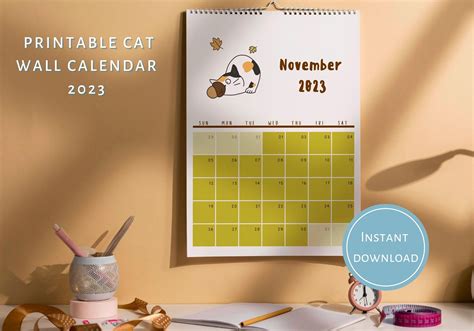 2023 Calendar Printable, Printable Calendar, 2023 Wall Calendar, Cat Calendar, Cats, Cat Lover ...