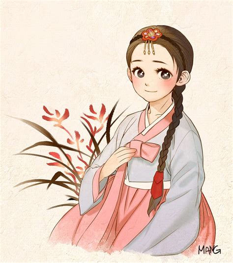 Traditional Korean Cartoon Girl