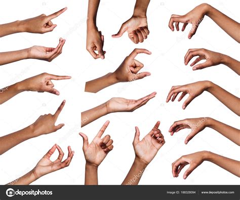 Set of various hand gestures isolated on white Stock Photo by ©Milkos ...