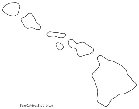 Hawaii – Map Outline, Printable State, Shape, Stencil, Pattern ...