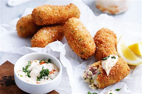 Pea and ham croquettes with fiery aioli - Recipes - delicious.com.au