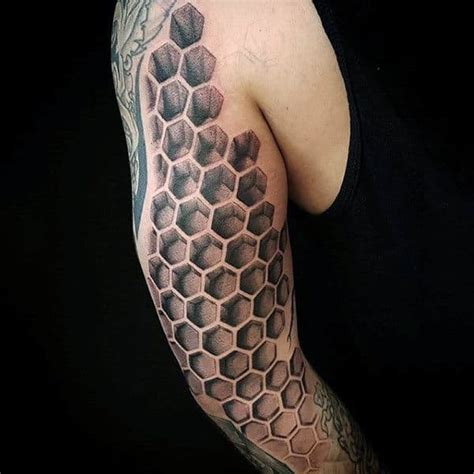 80 Honeycomb Tattoo Designs For Men - Hexagon Ink Ideas