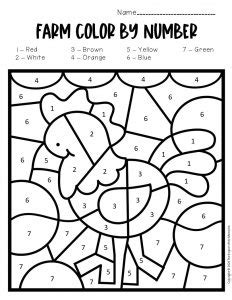 Color by Number Farm Preschool Worksheets - The Keeper of the Memories