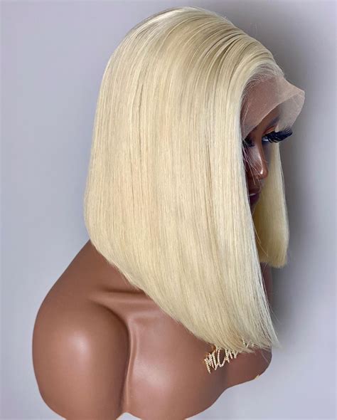 14” Platinum blonde frontal bob - Adequate Hair Studio