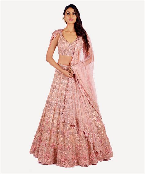 Salmon Pink Fully Embroidered Lehenga With Blouse - Nivedita Pret & Couture