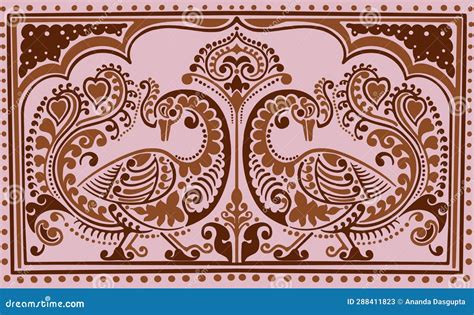 Indian Traditional and Cultural Rangoli, Alpona, Line Art. Bangla Art India Stock Illustration ...