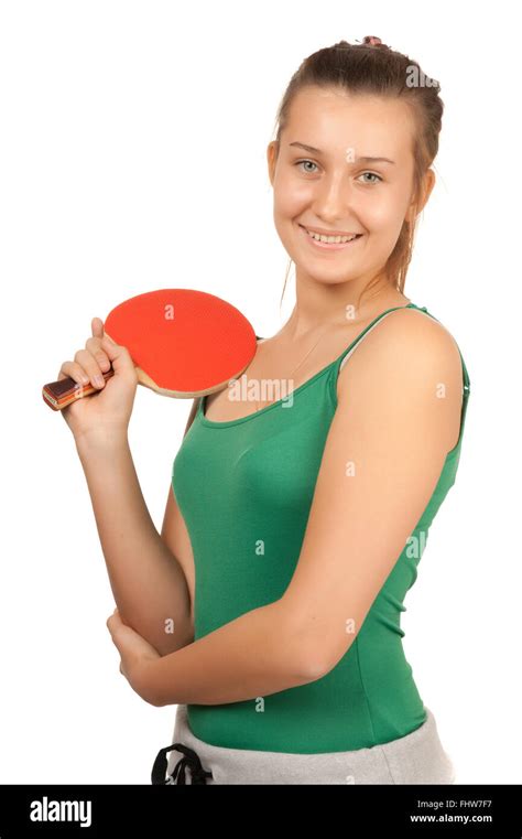 young girl plays ping-pong Stock Photo - Alamy