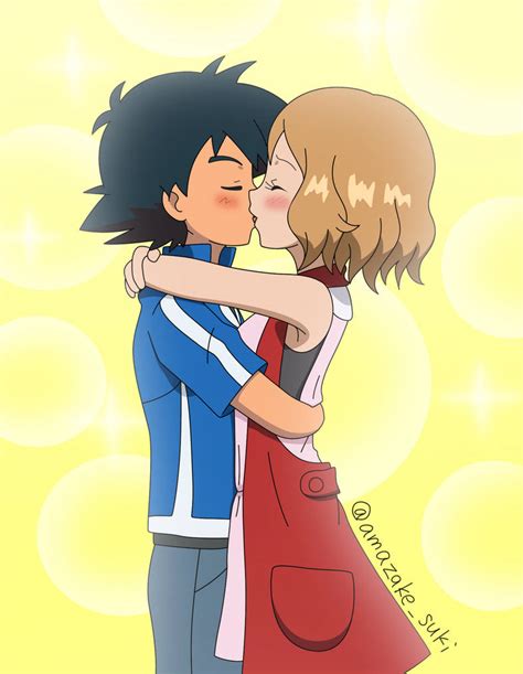 Ash and Serena kissing by Amarant1 on DeviantArt