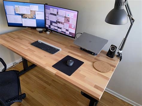 Finished IKEA Gerton tabletop paired with VIVO standing desk frame : DIY | Diy standing desk ...
