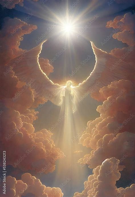 Spiritual illustration christian art background female artwork divine faith angel pray biblical ...