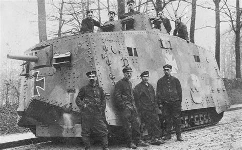 A7V tank “Mephisto” and some of it’s crew in 1918. This is the only surviving example of the A7V ...
