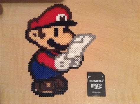 Mini Paper Mario (Perler Mini Beads) | Perler, Perler bead mario, Nerdy ...