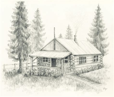 Log Cabin Drawing at GetDrawings | Free download