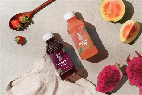 Premium PSD | Fruit juice bottle mockup design