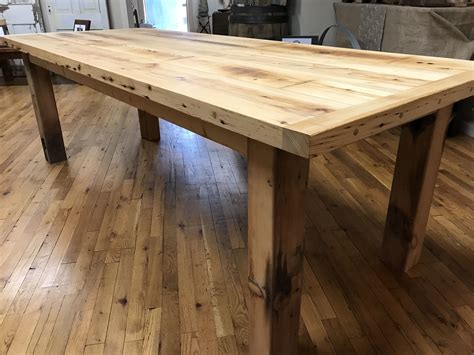 8 Ft Farmhouse table crafted from 100+ year old pine. Available now!