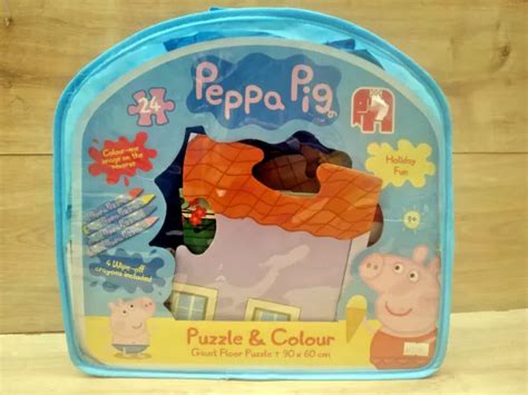 JUMBO PEPPA PIG Large Floor 24pc Puzzle & Colour 2 Sided Bag 90x60cm NickJr £9.99 - PicClick UK
