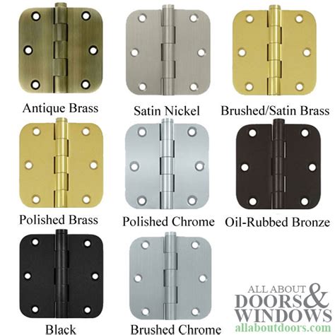 3.5 x 3.5 inch, 5/8 Radius Corners, Residential Hinges, Steel, Choose Color