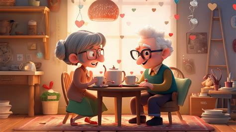 Grandparents day cartoon 3d July 23 Generative AI