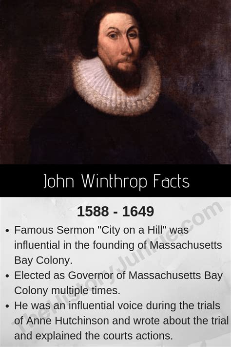 #colonialamerica John Winthrop was an influential figure in the founding of the Massachusetts ...