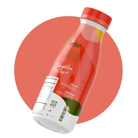 a bottle of juice on a white background with a red circle around it and ...