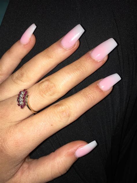 French fade acrylics. Coffin shaped. Medium length | French acrylic ...