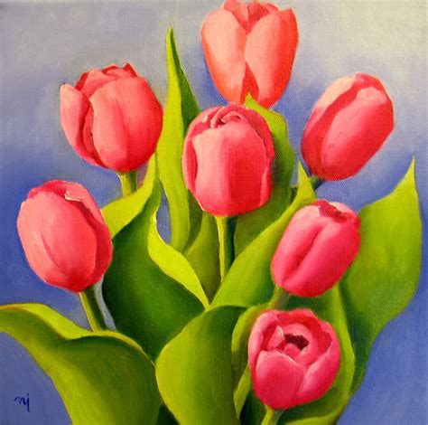 Nel's Everyday Painting: Potted Pink Tulips - SOLD