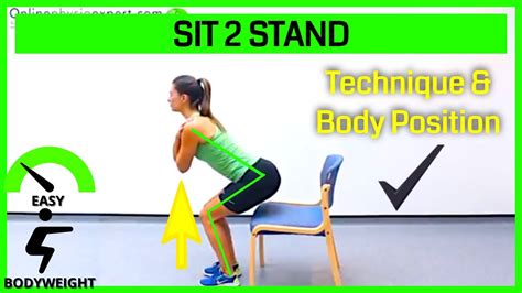 Sit To Stand Strengthening Exercise Tutorial (Level 1) - ONLINE PHYSIO EXERCISES - YouTube