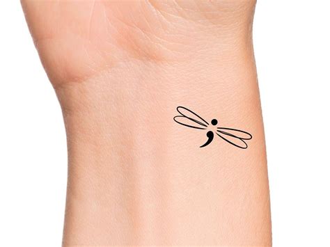 Dragonfly Semicolon Temporary Tattoo - Etsy