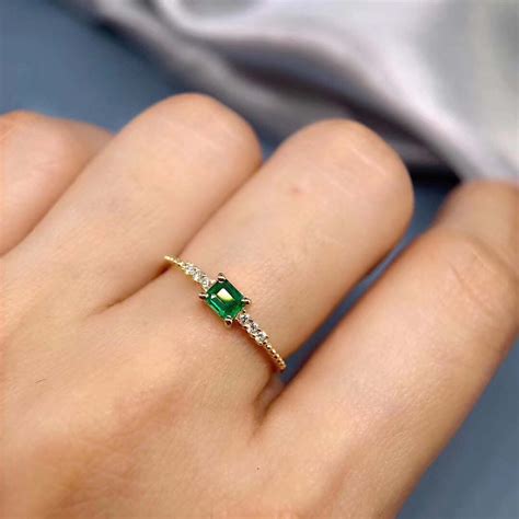 Gold Emerald Ring May Birthstone Gold Ring Rectangle - Etsy