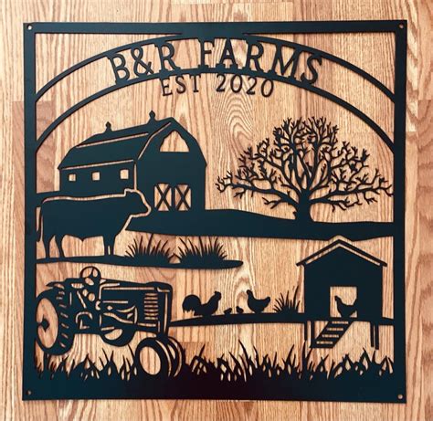 B&R Farms Custom Outdoor Metal Farm Sign - Farmhouse Metal - Custom ...