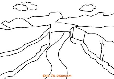 How to draw cartoon Grand Canyon for kids » Easy-To-Draw.com