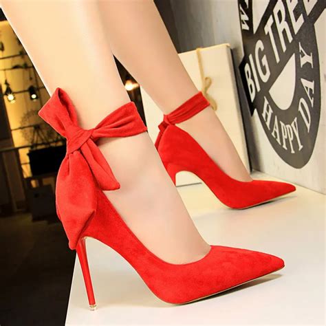 Aliexpress.com : Buy Boussac Elegant Lace up Women Pumps High Heels Bowtie High Heels Shoes ...