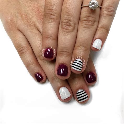 White black and maroon nails. Fall nails. #PreciousPhan Gel Nails Long ...