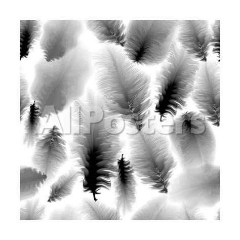 Seamless Pattern Of Black And White Feathers by ersler Landscapes Art Print - 30 x 30 cm | White ...