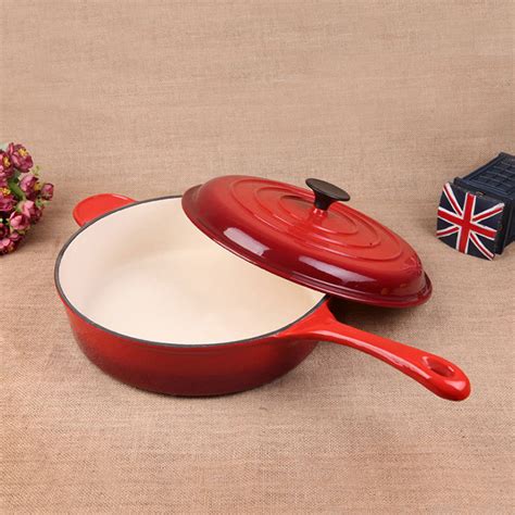 Enameled Cast Iron 12 Inch Skillet Deep Saute Pan 5 Quart Jumbo Cooker Saute Pan with Lid ...