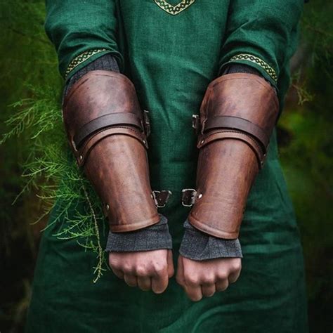 Pair Cosplay Faux Leather Wide Bracer / Medieval Gauntlet Wristband | Leather bracers, Medieval ...