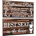 Amazon.com: 2 Pieces Funny Bathroom Wall Decor Sign Farmhouse Bathroom ...