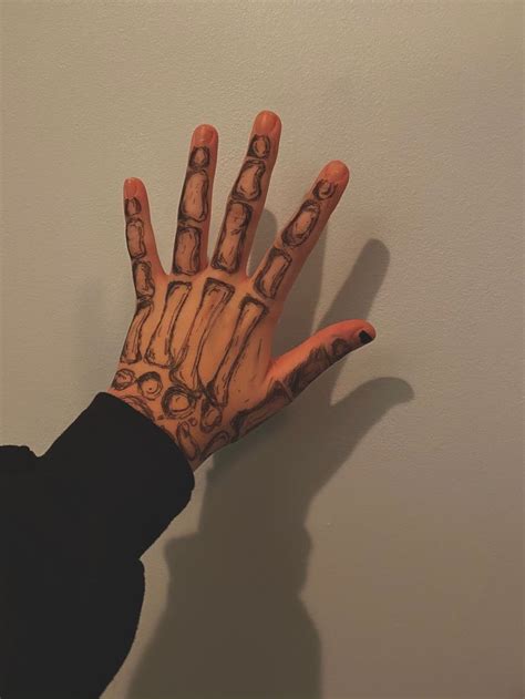 Skeleton Hand Drawing On Hand