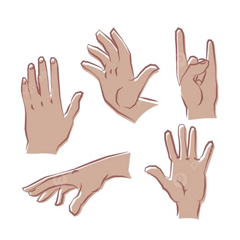 Finger Hand Gesture Vector PNG Images, Hand Gestures Brown Color Geometric Style Png Set, Hand ...
