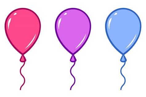 Balloon icon vector set. Group of colorful balloons, pink, purple, blue ...