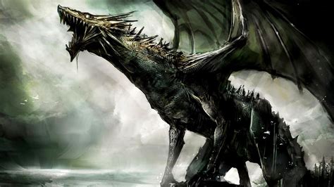 Black dragon illustration, artwork, dragon, fantasy art, concept art HD wallpaper | Wallpaper Flare