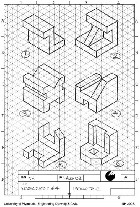 Image result for orthographic views exercises pdf | Isometric drawing exercises, Isometric ...