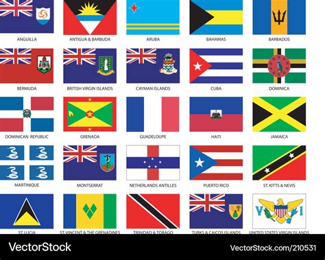 Caribbean flags Royalty Free Vector Image - VectorStock