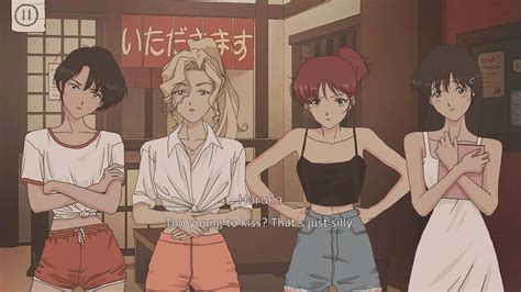 Download Retro Anime Girls Staring Wallpaper | Wallpapers.com