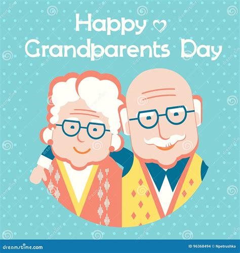 Happy Grandparents Day Card with Text.Vector Flat Style Stock Vector - Illustration of cartoon ...