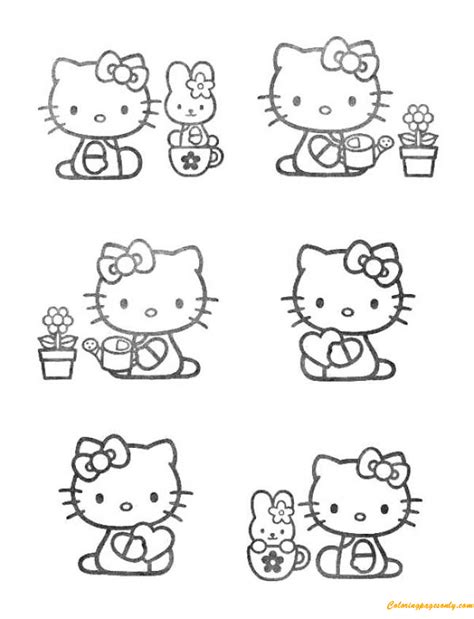 Hello Kitty Gardening Coloring Page - Free Printable Coloring Pages