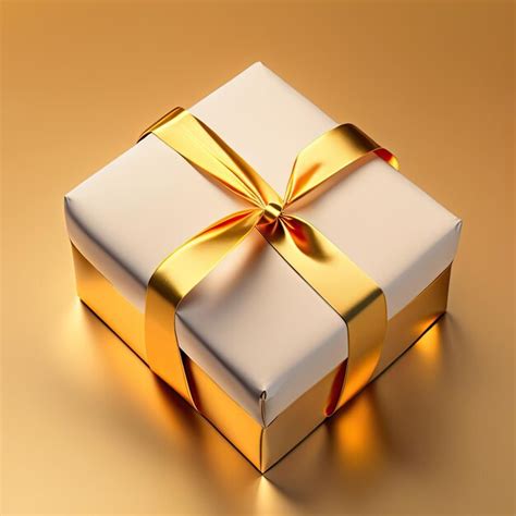 Premium AI Image | Top view of gift box wrap and ribbon with gold foil ...