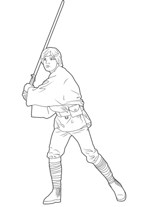 Luke Skywalker holding Laser Swrod coloring page - Download, Print or Color Online for Free