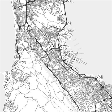 San Bruno, California - Area Map - Light | Hebstreits - San Bruno California Map | Printable Maps